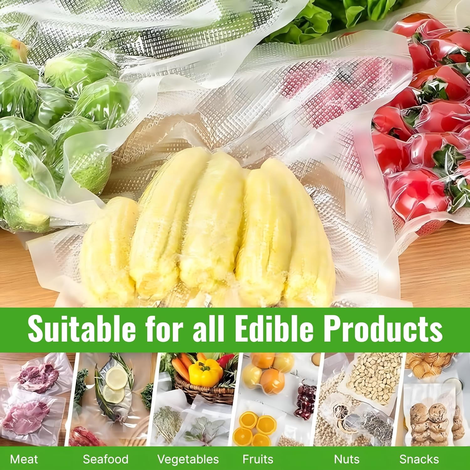 Vacuum Sealer Rolls 3 Pack (8" x 20'), BPA-Free Heavy Duty Food Storage Vacuum Bags Rolls, Custom Cut Vacuum Seal Bags Compatible with Most Vacuum Sealers Comfort Ope