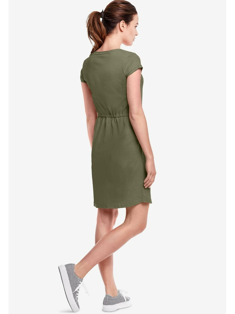ellos Women's Plus Size Knit Drawstring Dress - 34/36, Burnt Olive -  Walmart.com