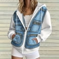 thumbnail image 3 of Breezora Women's Hooded Zip Up Denim Butterfly Print Sweatshirt Loose Fit Long Sleeve Casual Jacket with Pockets, 3 of 6