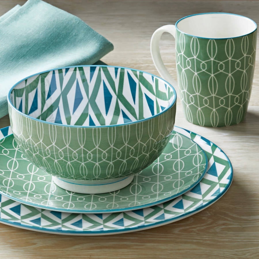 Better homes and gardens piers blue mix and match 16 2025 piece dinnerware set