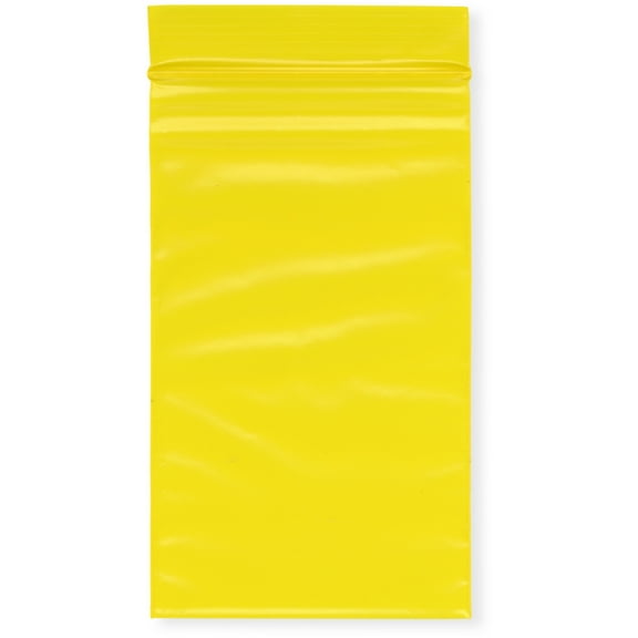 Plymor 3" x 5" (Pack of 500), Yellow 2 Mil Zipper Reclosable Plastic Bags