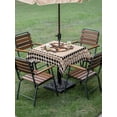 thumbnail image 4 of Outdoor Tablecloths with Umbrella Hole & Zipper, Western Texas Star Vintage 60x60 Inch Square Tablecloths, Rustic Wreath Black Beige Plaid Waterproof Table Cloth, Patio/Pool/Picnic Table Covers, 4 of 8