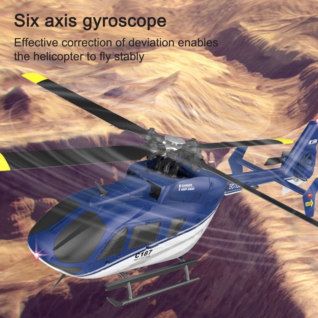 RC ERA C187 EC135 RC Helicopter, 4CH 2.4GHz Single-Rotor Flybarless Remote Control Aircraft 6-Axis Gyro with Optical Flow& Altitude Hold, RTF Beginner Helicopter for Adults & Teens