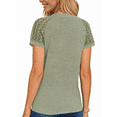 thumbnail image 5 of UVN Blouses for Women Short Sleeve Lace Tops Summer Casual Crewneck Pleated Shirts, 5 of 9