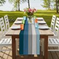 thumbnail image 4 of Table Runners 90 Inches Long Dress Scarves, Blue Ombre Wooden Farmhouse Coffee/Dining/Kitchen Table Runner for Living Room, Farmhouse Retro Wood Gradient 13x90 Inch, 4 of 9