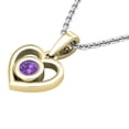 thumbnail image 2 of Dazzlingrock Collection Round Amethyst Solitaire Heart Pendant for Women with 18 Inch Silver Chain in 10K Yellow Gold, 2 of 6