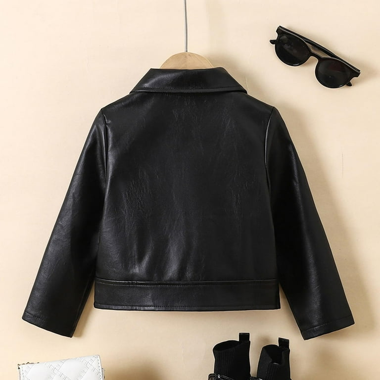 Black Leather Sunglasses Newborn Baby Leather Jacket Kids