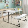 thumbnail image 3 of BizChair Easy-Fold White Folding Plastic Kids Outdoor Picnic Table and Benches - Commercial Grade - Seating for 4 Kids, 3 of 12