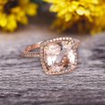 thumbnail image 2 of Surprisingly Morganite Engagement Ring 2.05 Carat 7mm Cushion Cut Halo Design 10k Rose Gold Anniversary Ring, 2 of 3