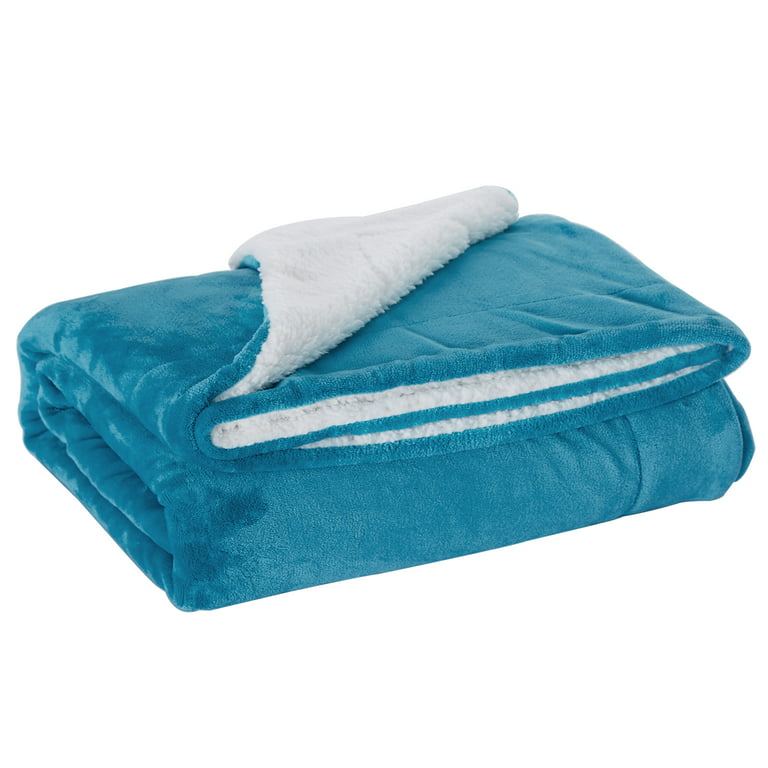 Jml Bedding Sherpa Fleece Blanket Twin,Teal Warm Reversible Plush Fleece Couch Bed Blanket