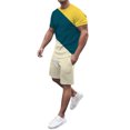thumbnail image 1 of Cathalem Mens Casual 2 Piece Short Sets Short Sleeve Tee and Drawstring Waist Shorts Set Tracksuit,Beige XL, 1 of 5