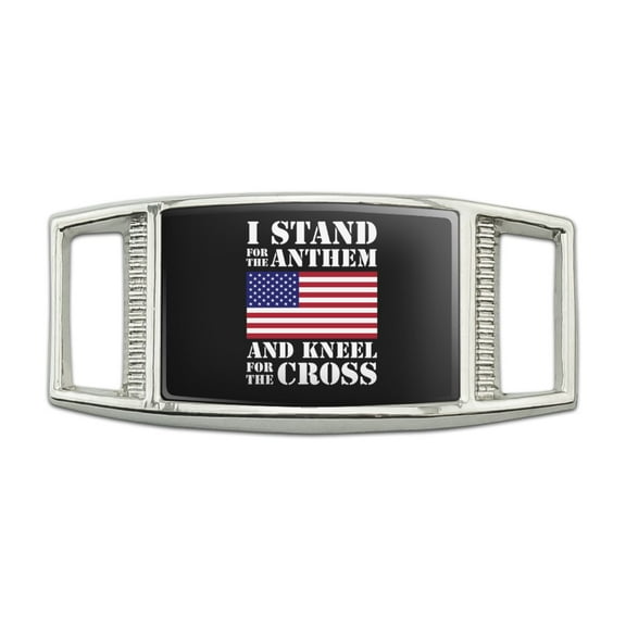 I Stand For The Flag Kneel Cross USA American Flag Patriotic Rectangular Shoe Shoelace Shoe Lace Tag Runner Gym Charm Decoration