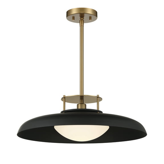 Gavin 1-Light Pendant in Matte Black with Warm Brass Accents