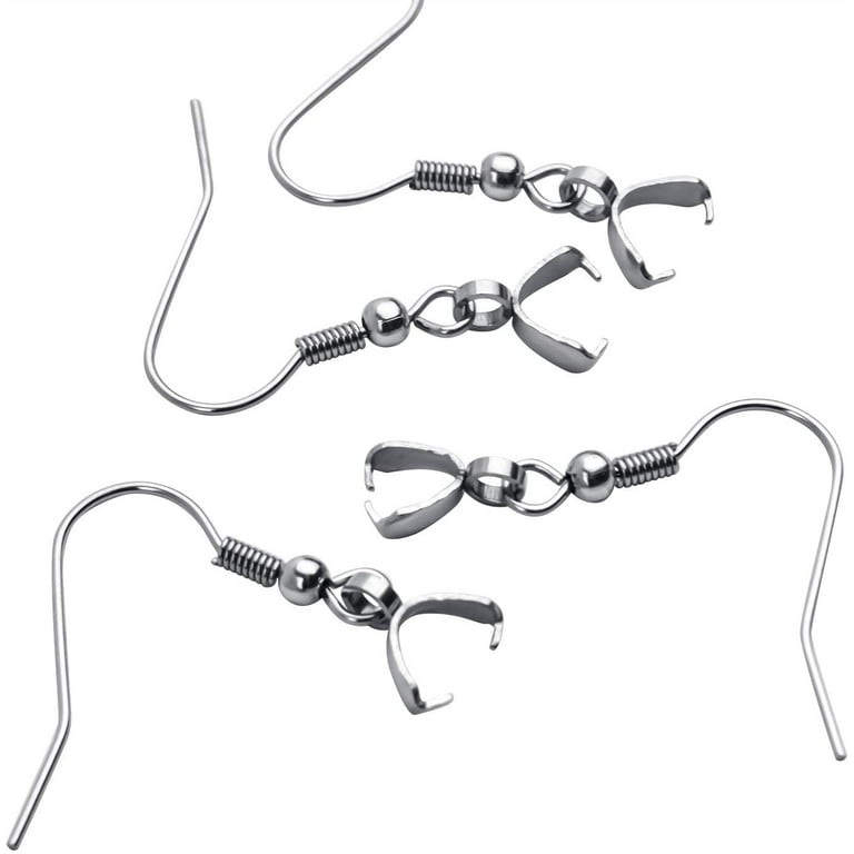 50PCS Stainless Steel Earring Hooks Wires Buckle Fish Hooks with Pendant  Clasp for DIY Jewelry Making Art Craft Findings Accessories