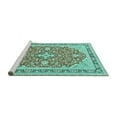 thumbnail image 2 of Ahgly Company Machine Washable Indoor Round Medallion Turquoise Blue Traditional Area Rugs, 4' Round, 2 of 4