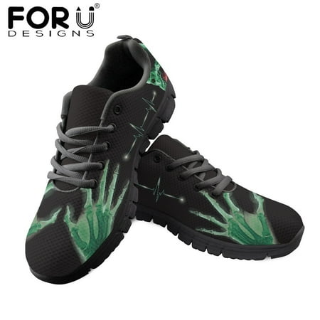 

X-ray Electrocardiogram Pattern Women s Flat Shoes Casual Air Mesh Sneakers Ladies Lightweight Lace Up Shoes Mujer