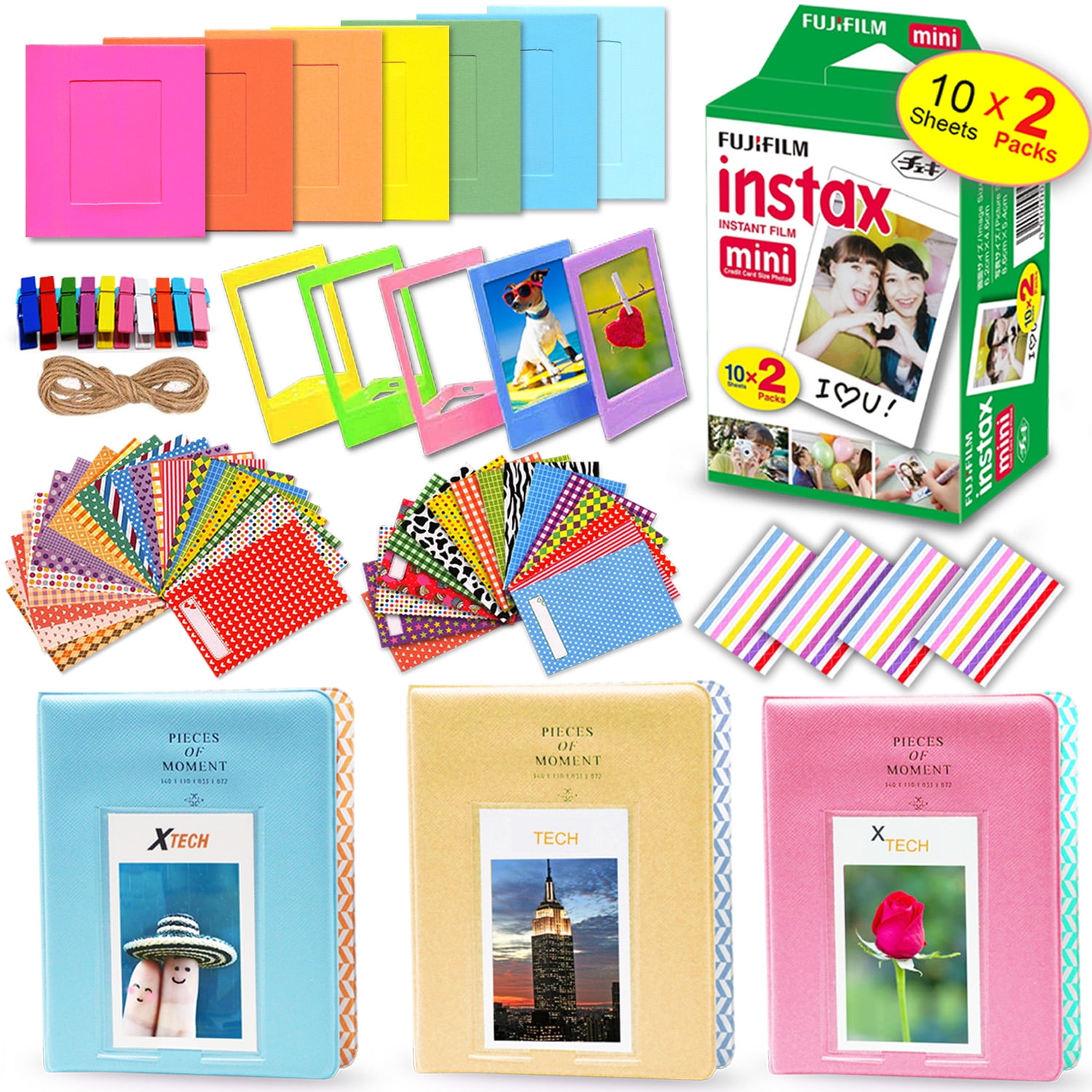 20 Sheets Colorful Photo Instant Films Sticker for FujiFilm Instax Mini 8 9 
