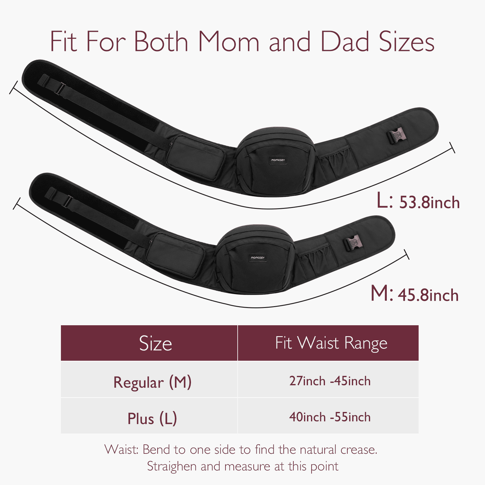 Momcozy Hip Seat Baby Carrier with Storage Pockets, Ergonomic Waist Support, Newborn to Toddler, Black