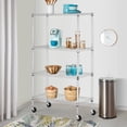 thumbnail image 2 of CL.HPAHKL 4-Tier Adjustable Storage Shelves with Wheels 35.6"L x 14"W x 61.8"H, NSF Metal Shelving Unit, Commercial Grade Steel Utility Layer Shelf Rack Organizer, 1400lbs Capacity, Chrome, 2 of 8