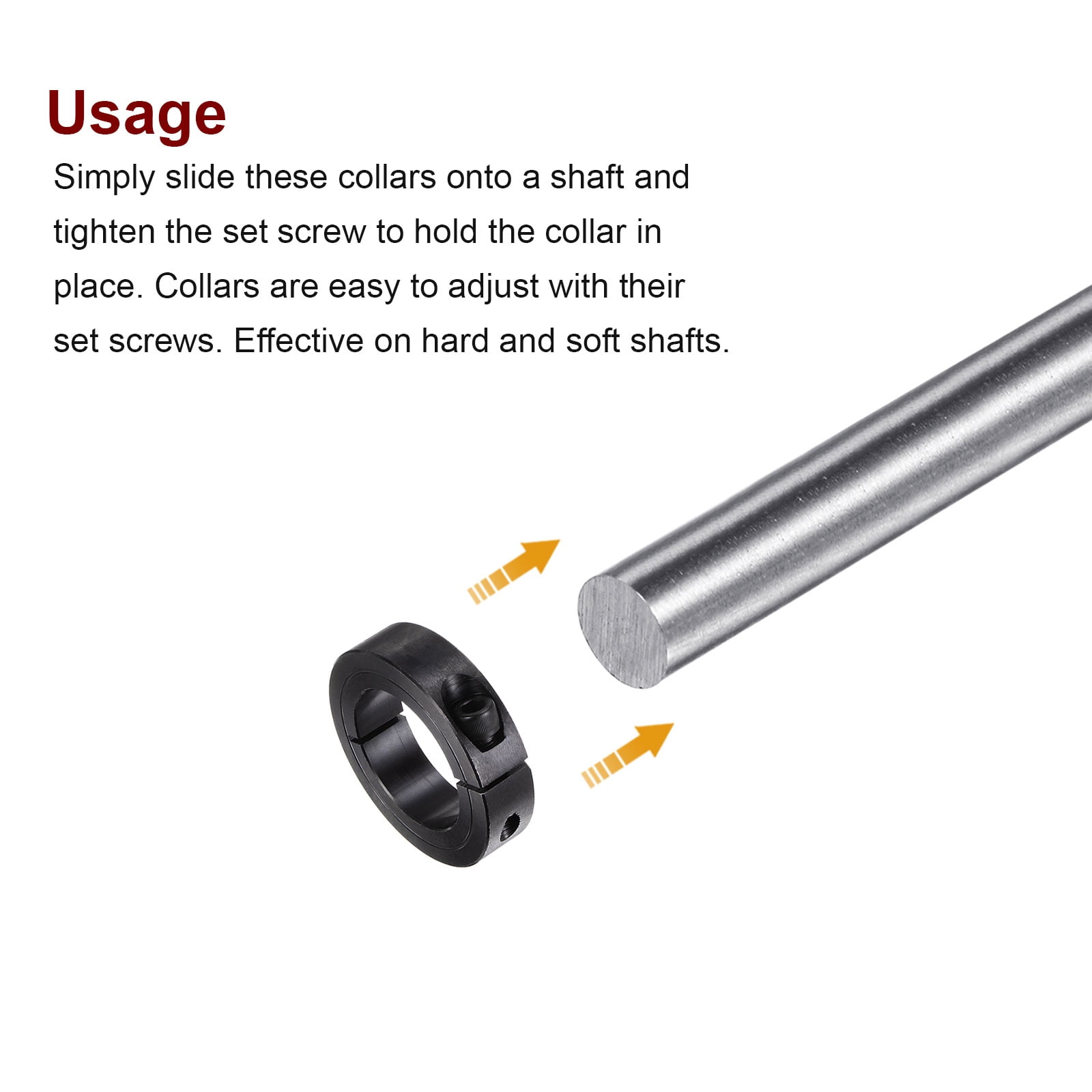 Uxcell 2pcs Shaft Collars 1-3/4" Bore 2-3/4" OD 11/16" Width Single Split Axle Clamp-On Collar with Set Screw