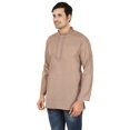 thumbnail image 2 of Kurta Courte en Coton pour Hommes Robe Mode Indienne Vêtements (Marron, G), 2 of 5