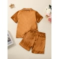 thumbnail image 4 of Silk Pajamas for Toddler Girl Short Sleeve Button-Up Shirt 6M 12M 2Y 3Y 4Y 5Y 6Y  Shorts 2PC Satin Pajamas Set Summer Sleepwear, 4 of 10