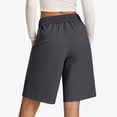 thumbnail image 5 of ClodeEU Women's Elastic Waist Knee Length Shorts,Loose Fit Casual Summer Bermuda Pants Dark Gray,Womens Plus L, 5 of 5