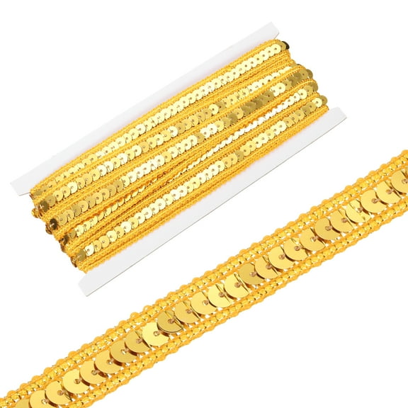 0.5 Inch x 5 Yards Sequin Ribbon Trim Strip for Crafts Embellishments, Gold