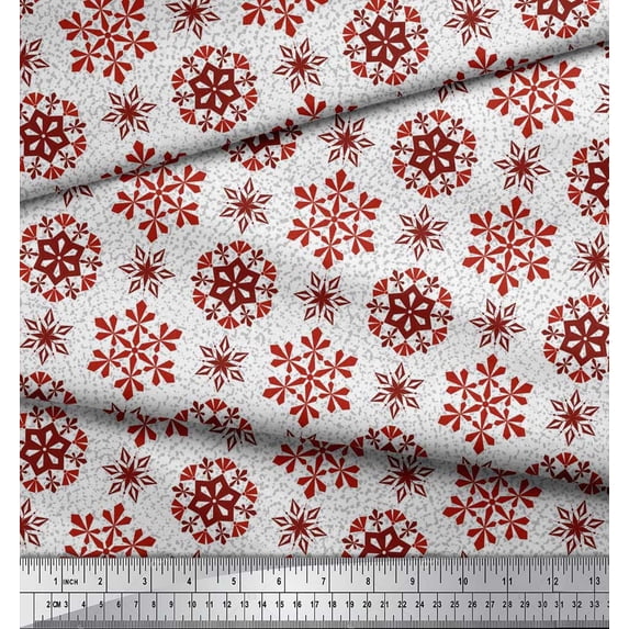 Soimoi Viscose Chiffon Fabric Snow Flakes Floral Fabric Prints By Yard 42 Inch Wide