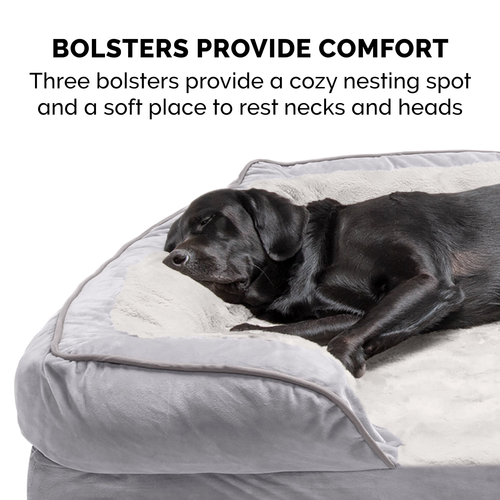 FurHaven Pet Products Velvet Waves Perfect Comfort Memory Top Sofa-Style Pet Bed for Dogs & Cats - Granite Gray, Large