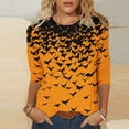 thumbnail image 2 of successthop Womens Halloween T Shirts Bat 3/4 Sleeve Crewneck Tee Happy Festival Tops Fall Holiday Plus Size Clothes S, 2 of 4