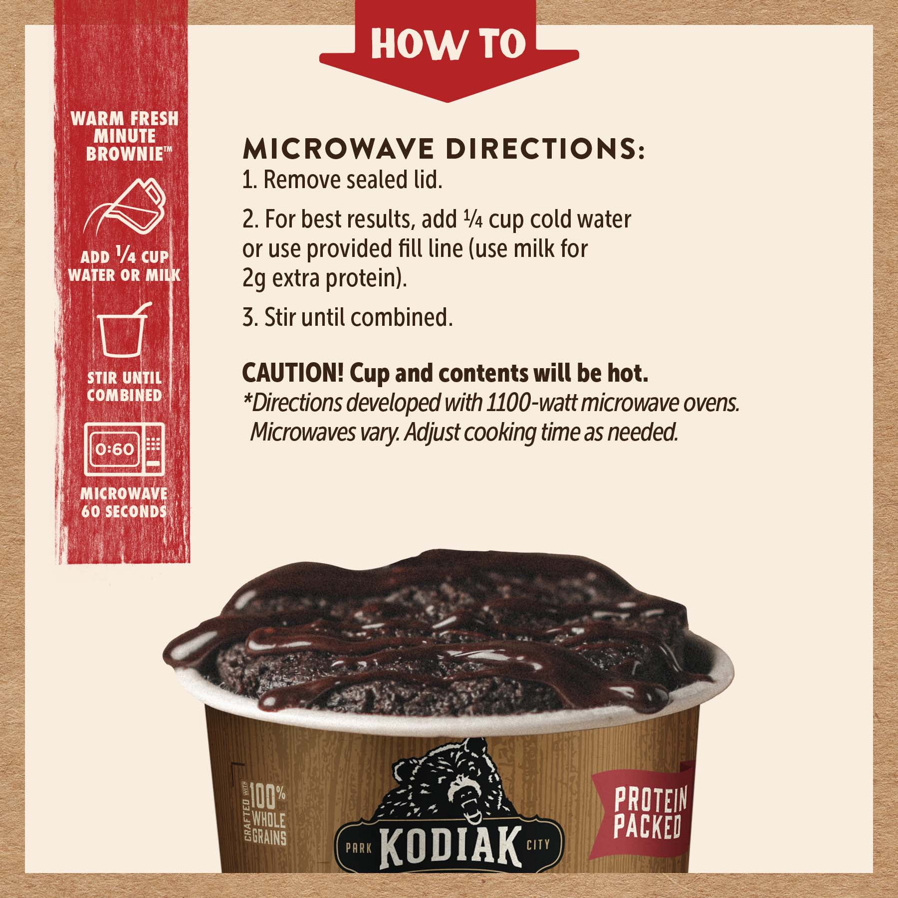 (12 pack) Kodiak Protein-Packed Chocolate Fudge Brownie Power Cup, 2.36 oz