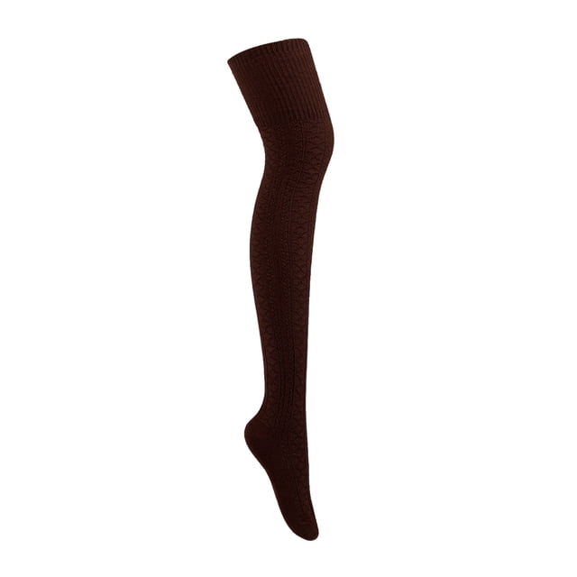 ZAXARRA Female Knitted Stocking Solid Color Thigh High Socks Long Tube Socks