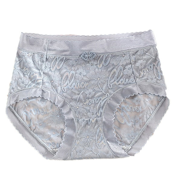 Plus Size Women Underwear, Mid Waist Japanese Seamless Girl Sexy Lace Breathable And Comfortable Silk Crotch Underwear for Women Blue L