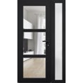 thumbnail image 2 of Front Exterior Prehung FiberGlass Door Clear Glass See-through / Manux 8555 Matte Black Clear Glass / Side Exterior Window / -W30+12" x H80"-Right-hand Inswing, 2 of 5