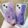 thumbnail image 2 of Compatible with iPhone 15 Glitter Case Bling Sparkle Luxury Liquid Floating Quicksand Case Women Girls Slim Soft TPU Cute Flower Protective Transparent Cover, Dandelion, 2 of 11