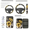 thumbnail image 3 of Jeiento Sunflower Car Seat Covers Front Rear Split Bench Full Set Steering Wheel Seat Belt Pads Coasters Armrest Pad Cow Print Keychain Chapstick Holder, 13 PCS Auto Interior Sets, 3 of 8