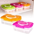 thumbnail image 6 of 2-Tier Food Grade Egg Container Deviled Egg Holder with Lid and Handle Removable Tray for Refrigerator Freezer Storage, Durable Essential Kitchen Organizer Holds 24 Eggs, 1Pc(Red,9.8x7.3x4.3"), 6 of 7