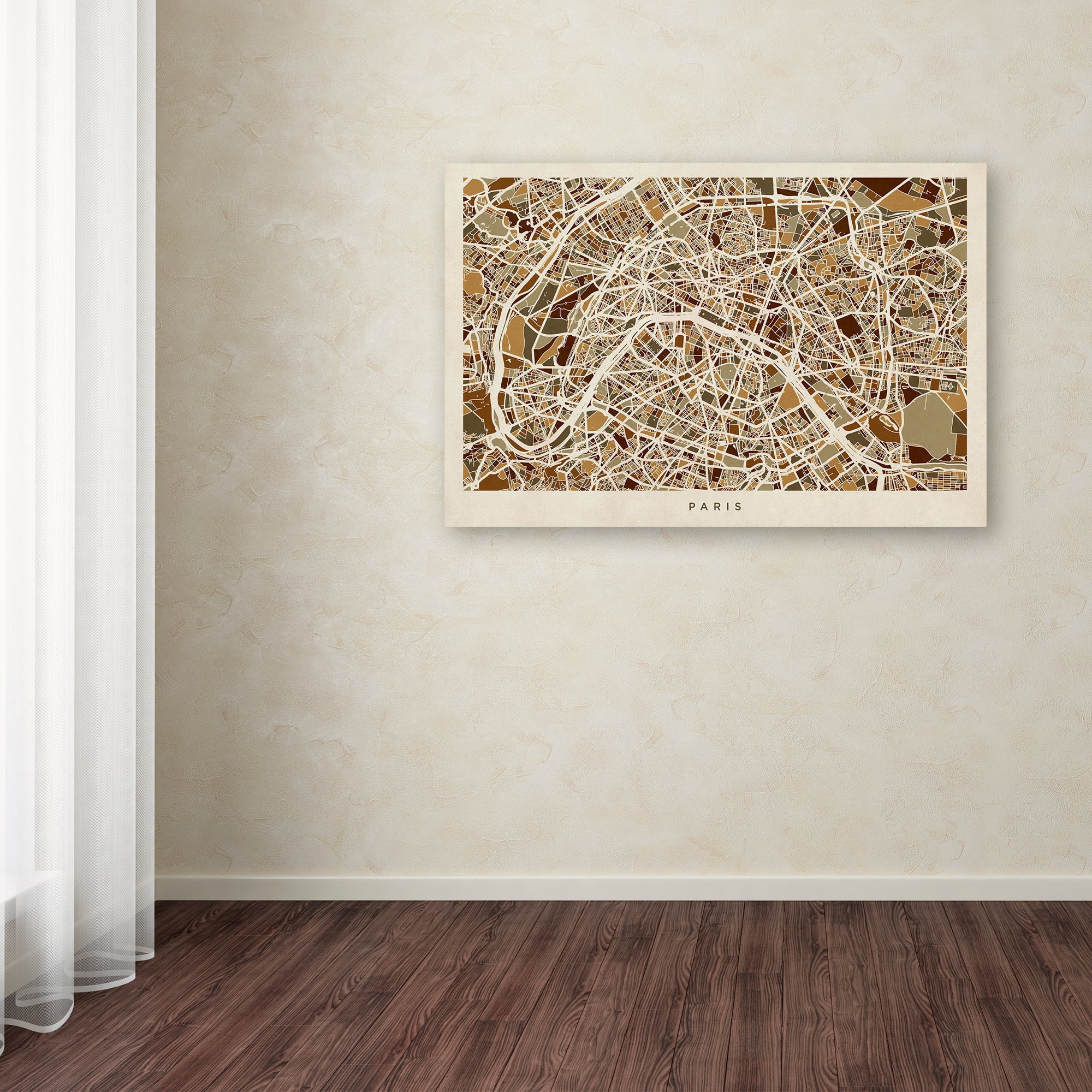 Trademark Fine Art "Paris France Street Map" Canvas Art by Michael Tompsett
