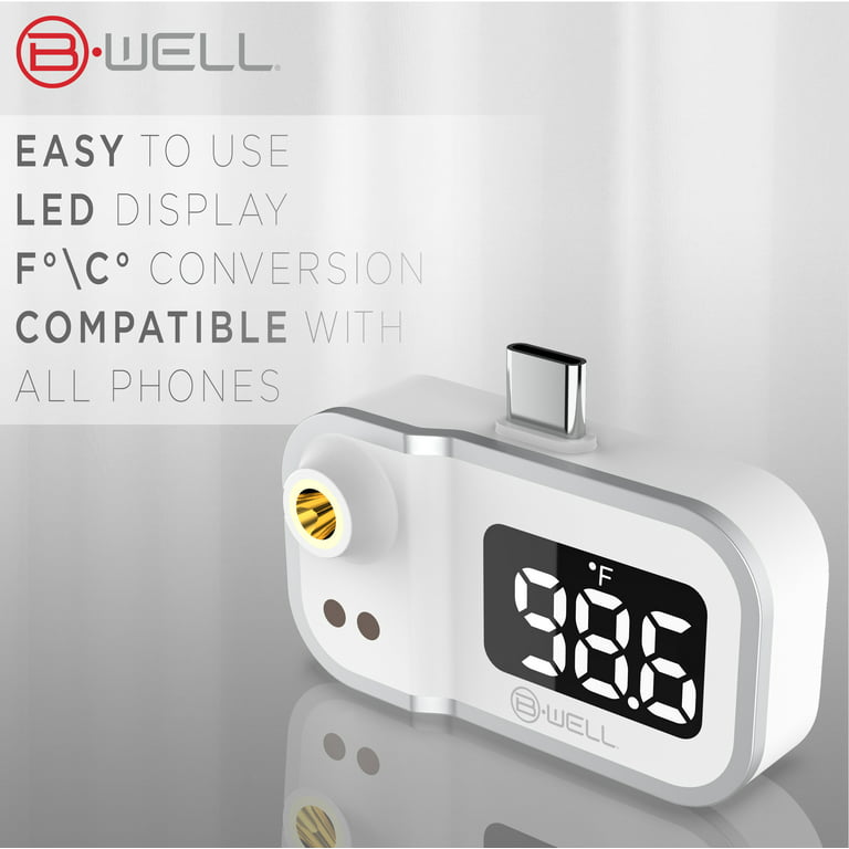 BWell Smartphone Mini Forehead Thermometer – Infrared, Works with all Phones  