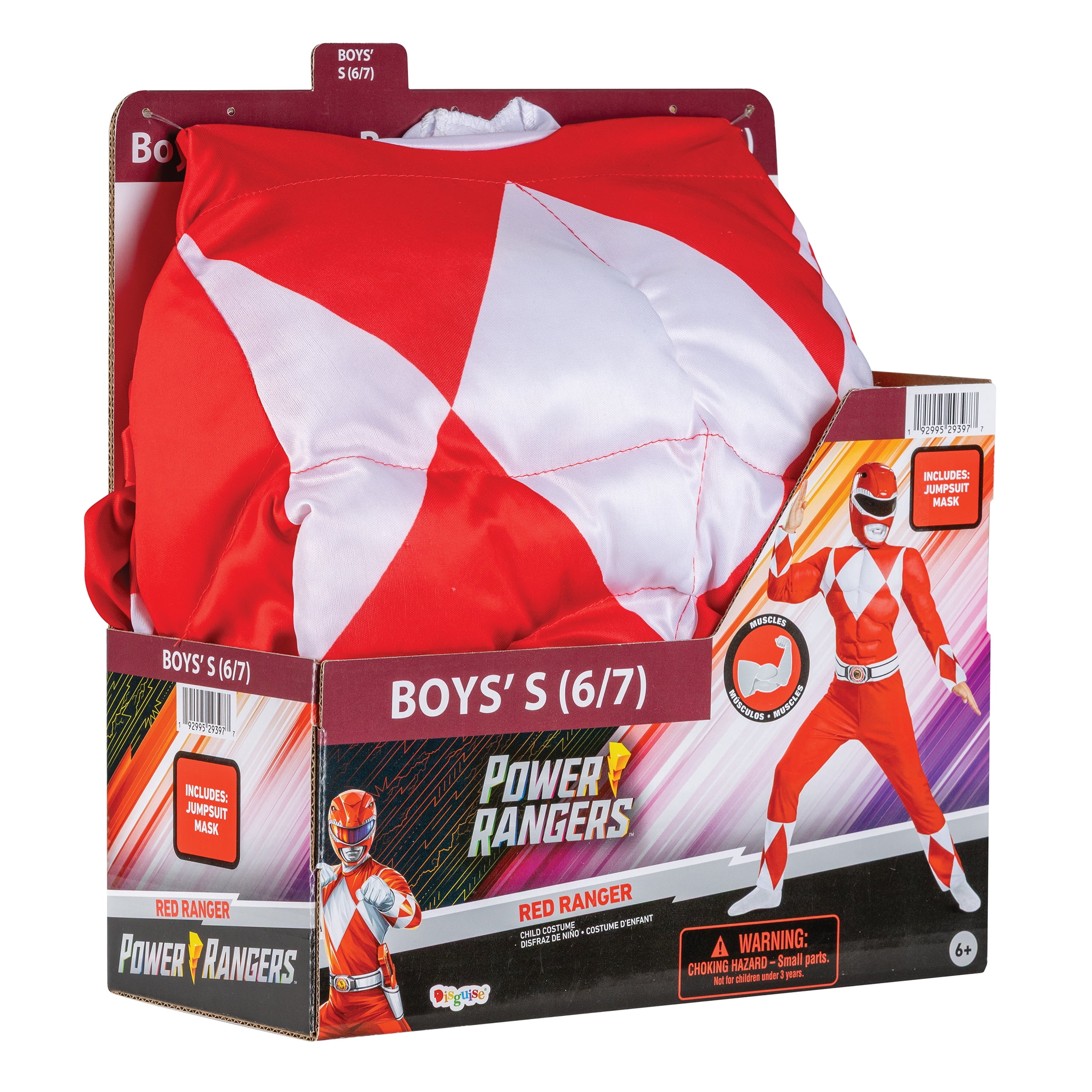 Power Rangers - Mighty Morphin Red Ranger Halloween Costume for Children, Boys Size S(6/7), by Disguise