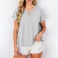 thumbnail image 5 of Maqroz Short Sleeve Shirts for Women Print Spring Summer Tops 2026 V Neck Criss Cross Tees Casual Blouses Fashion Outfits Clothes Gray XL, 5 of 9