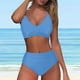 thumbnail image 2 of Trajes de Baño de Corte Alto para las Mujeres sin Mangas Sólido Empuje-Up Acolchado Traje de Baño, Retro Sexy Ropa de Playa con Almohadilla de Pecho, Traje de Baño de Poliéster, 2 of 6
