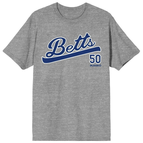 Mookie Betts Betts 50 and logo on Athletic Heather Short Sleeve Adult T-Shirt-Large