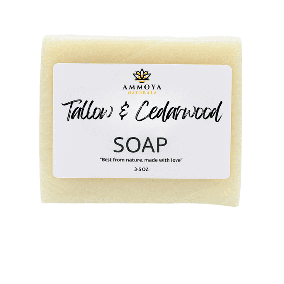 Handcrafted Tallow & Goat Milk Soap Bar – Gentle Cleansing Bar for Face & Body – Natural Essential Oil Variations – Moisturizing, Creamy Lather, For All Skin Types (Cedarwood)