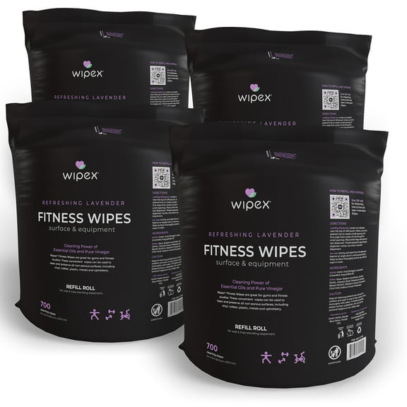 Wipex Fitness Equipment & Surface Cleaner Wipes Lavender Refill Roll 700ct, 4pk
