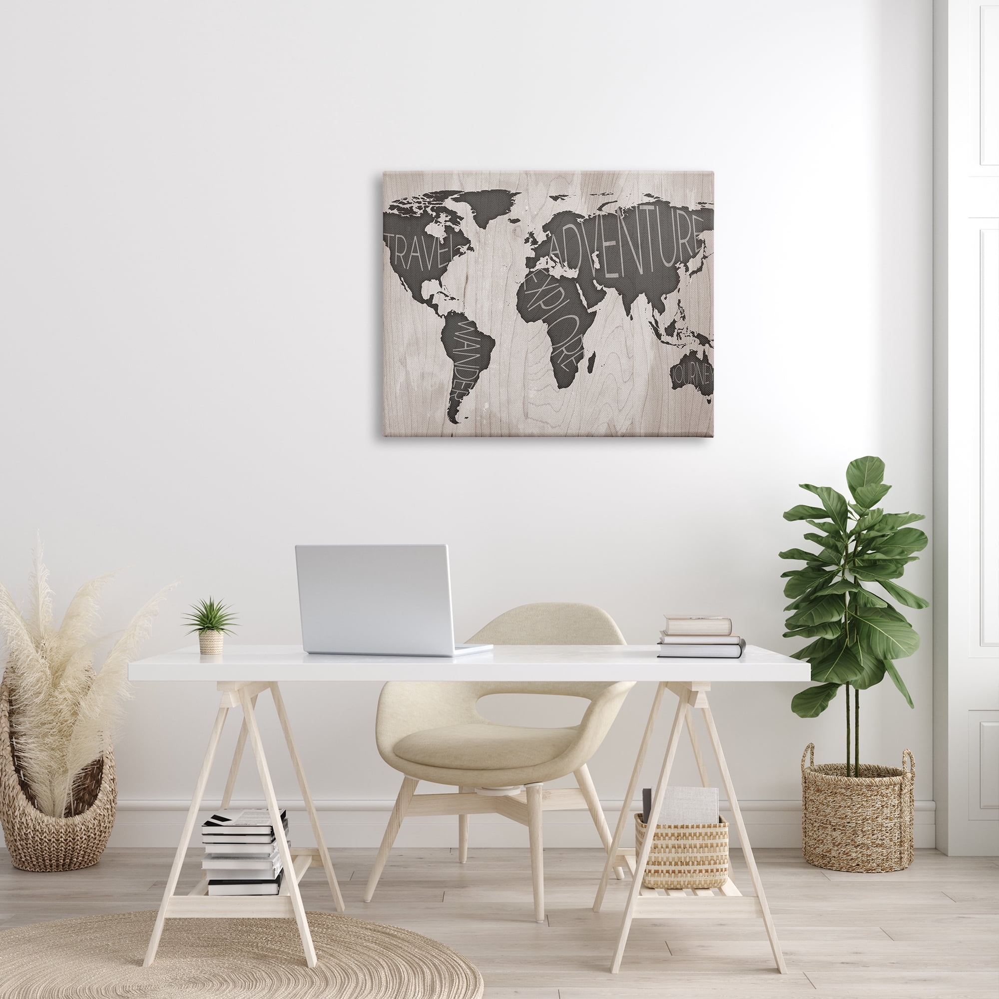 Stupell Indtries Travel Wander Explore Rtic World Map Grain Pattern,40 x 30,Design by Sd Graphics Studio