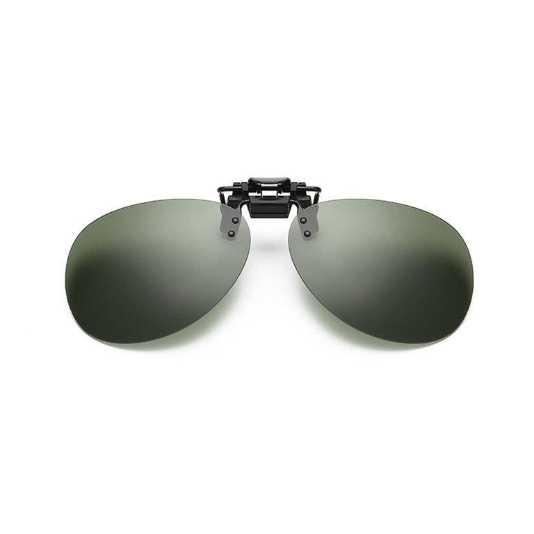Polarized Clip On Flip Up Sunglasses Over Prescription and Reading Glasses  Frames UV Protection Rimless Sun Glasses for Men Women Driving A6V4 