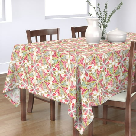 

Cotton Sateen Tablecloth 70 x 90 - Boho Kaleidoscope Print Custom Table Linens by Spoonflower