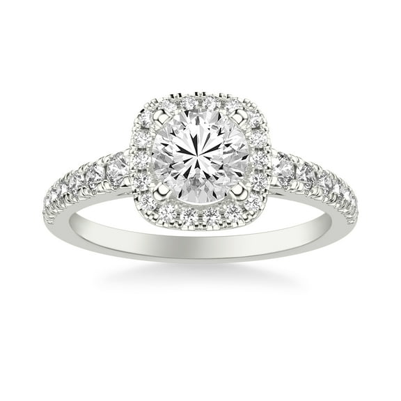 Kiva Jewel 1.5 Ct Round Cut Lab Created Diamond Engagement Ring - Halo Wedding Ring for Women - 14K White Gold Over - Elegant Proposal Ring - Delightful Gift for Her - Jewelry for Engagement